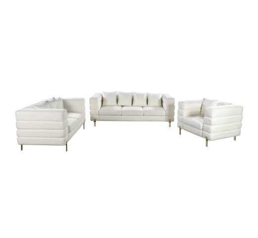 MORRIS Lounge 3pcs Set / White Teddy Fabric