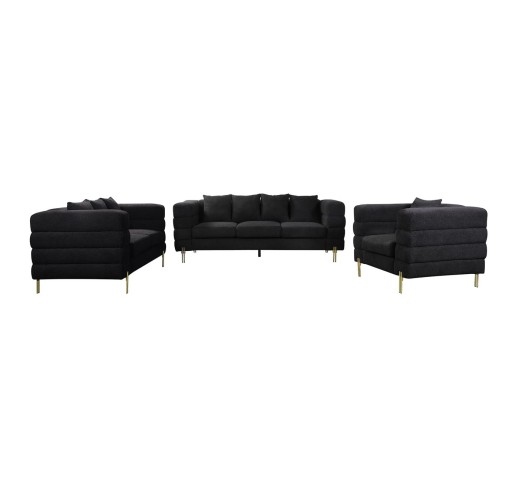MORRIS Set Σαλόνι - Καθιστικό 3-θέσιος & 2-θέσιος & Πολυθρόνα / Ύφασμα Teddy Μαύρο