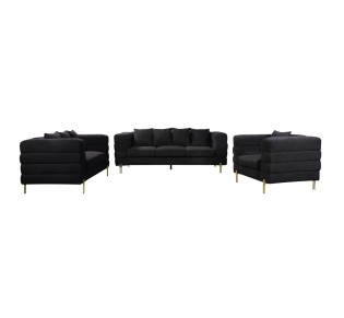 MORRIS Set Σαλόνι - Καθιστικό 3-θέσιος & 2-θέσιος & Πολυθρόνα / Ύφασμα Teddy Μαύρο