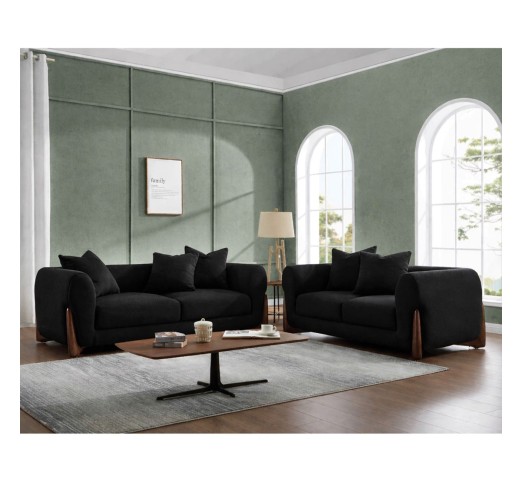 KANSAS Sofa Set / Teddy Black Fabric