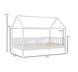 DREAM Montessori Παιδικό Κρεβάτι για Στρώμα 90x190cm / Ξύλο Πεύκου - Απόχρωση Άσπρο