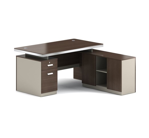 CONCEPT Γραφείο Αναστρέψιμη Γωνία 160x160cm / Απόχρωση Καρυδί - Μπεζ