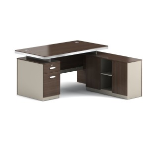 CONCEPT Γραφείο Αναστρέψιμη Γωνία 160x160cm / Απόχρωση Καρυδί - Μπεζ