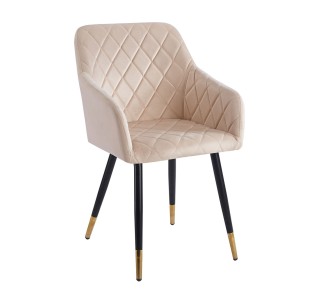 RENA Armchair / Metal Black - Fabric Velure Beige