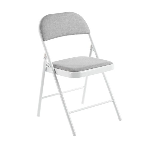 BRENDA Folding Chair / Grey Fabric - White Paint
