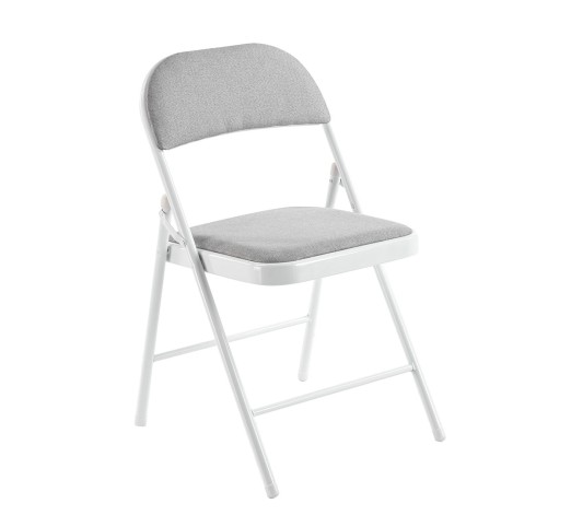 BRENDA Folding Chair / Grey Fabric - White Paint