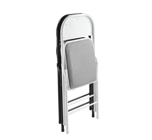 BRENDA Folding Chair / Grey Fabric - White Paint