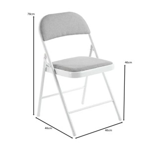 BRENDA Folding Chair / Grey Fabric - White Paint