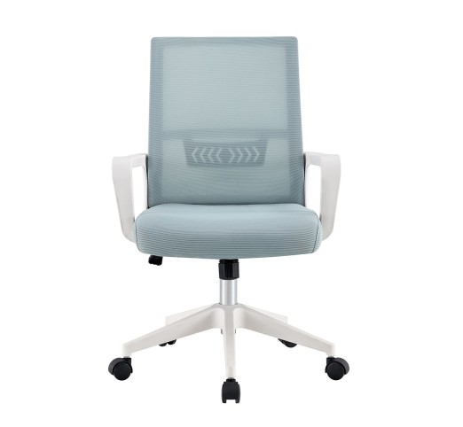 BF2965 Πολυθρόνα Γραφείου / Ύφασμα Γκρι Μπλε Mesh - Βάση PP Άσπρο