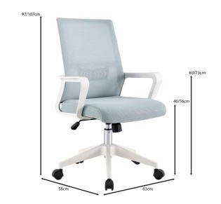 BF2965 Office Armchair / White - Mesh Grey Blue