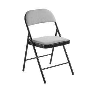 BRENDA Folding Chair / Grey Fabric - Black Paint