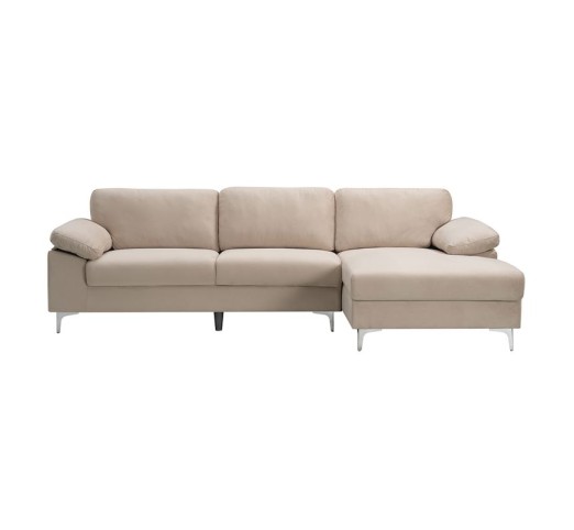ALEX Corner Sofa - Left Sitting Chaise / Fabric Beige Velure