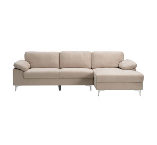 ALEX Corner Sofa - Left Sitting Chaise / Fabric Beige Velure