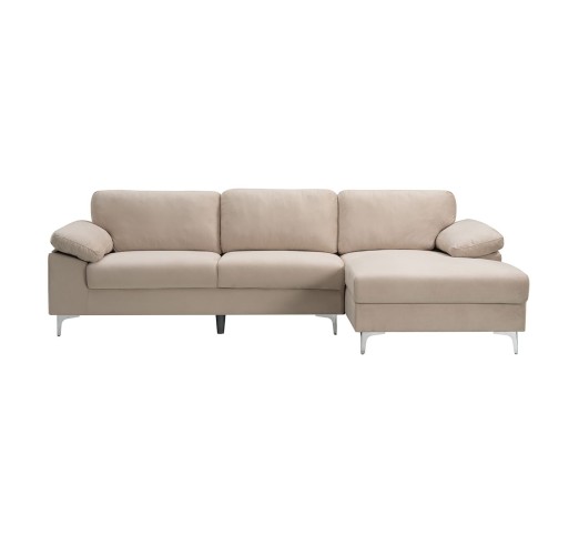 ALEX Corner Sofa - Left Sitting Chaise / Fabric Beige Velure
