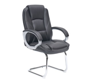 BF6950VW Visitor Armchair / Chromed Base - Black PU