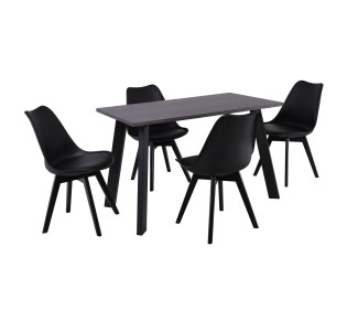 MARTIN Set Τραπεζαρία Τραπέζι 120x70cm & 4 Καρέκλες / MDF Grey Walnut - Μέταλλο - Ξύλο - PP & PU Μαύρο 2