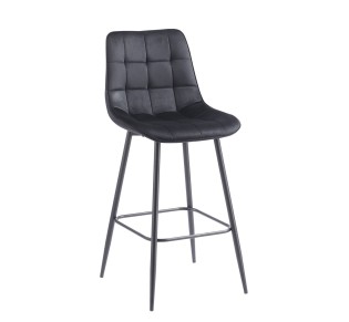MYRIAM Bar Stool / Metal Black - Fabric Velure Black 2