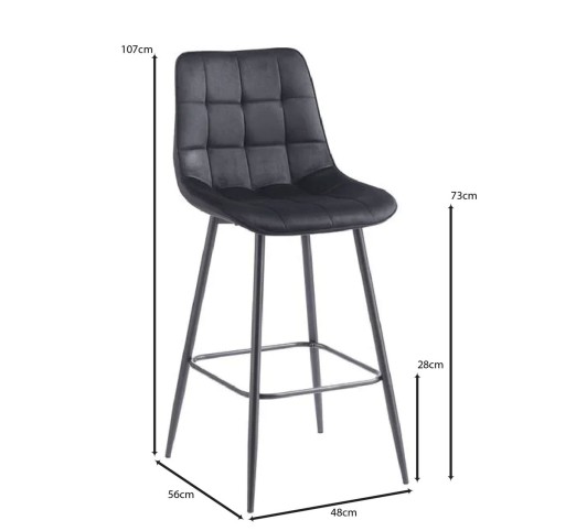 MYRIAM Bar Stool / Metal Black - Fabric Velure Black
