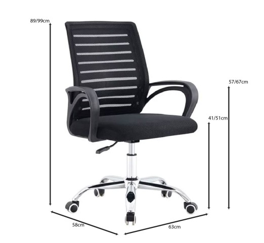 BF2140 Office Armchair / Chromed Base - Mesh Black