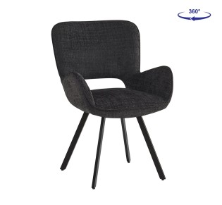 VETA Swivel Armchair / Metal Black Paint - Fabric Black
