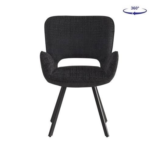 VETA Swivel Armchair / Metal Black Paint - Fabric Black