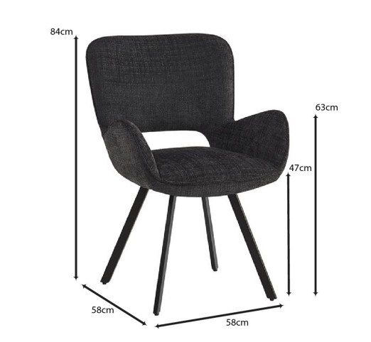 VETA Swivel Armchair / Metal Black Paint - Fabric Black