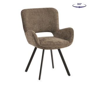 VETA Swivel Armchair / Metal Black Paint - Fabric Brown 2
