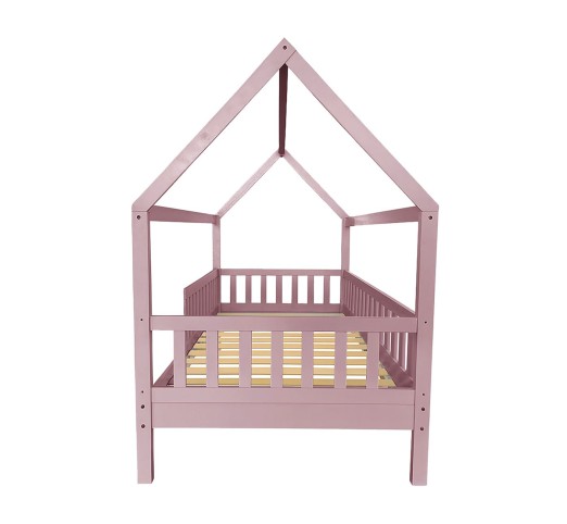 DREAM Montessori Παιδικό Κρεβάτι για Στρώμα 90x190cm / Ξύλο Πεύκου - Απόχρωση Ροζ