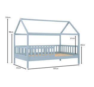DREAM Montessori Παιδικό Κρεβάτι για Στρώμα 90x190cm / Ξύλο Πεύκου - Απόχρωση Γαλάζιο