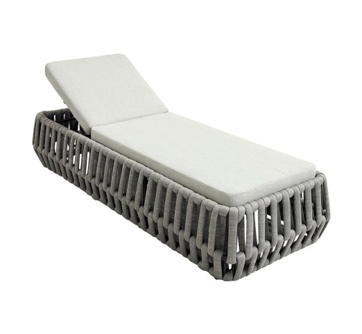 MAJORCA Lounger / ALU - Olefin Rope Grey - Cushion Light Grey