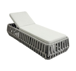 MAJORCA Lounger / ALU - Olefin Rope Grey - Cushion Light Grey 2