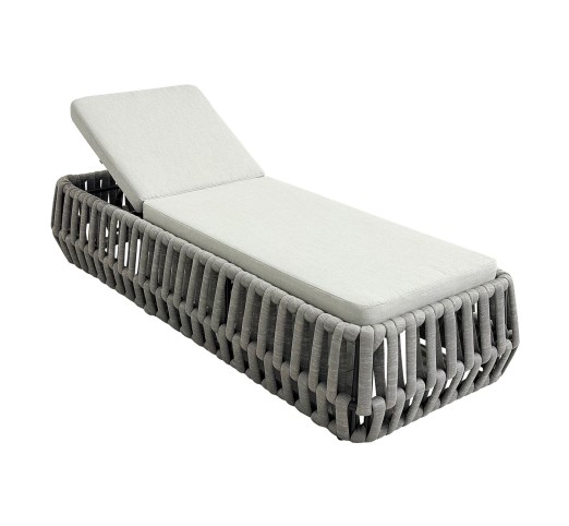 MAJORCA Lounger / ALU - Olefin Rope Grey - Cushion Light Grey