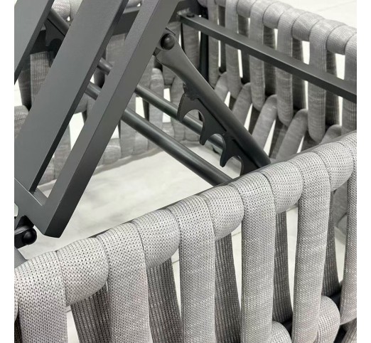 MAJORCA Lounger / ALU - Olefin Rope Grey - Cushion Light Grey