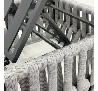 MAJORCA Ξαπλώστρα / Αλουμίνιο με Olefin Rope Γκρι - Μαξιλάρι Ανοιχτό Γκρι