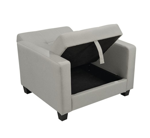 KELSO Armchair Bed with Storage / Fabric Light Grey