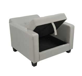 KELSO Armchair Bed with Storage / Fabric Light Grey