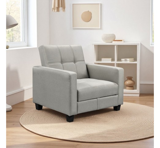 KELSO Armchair Bed with Storage / Fabric Light Grey