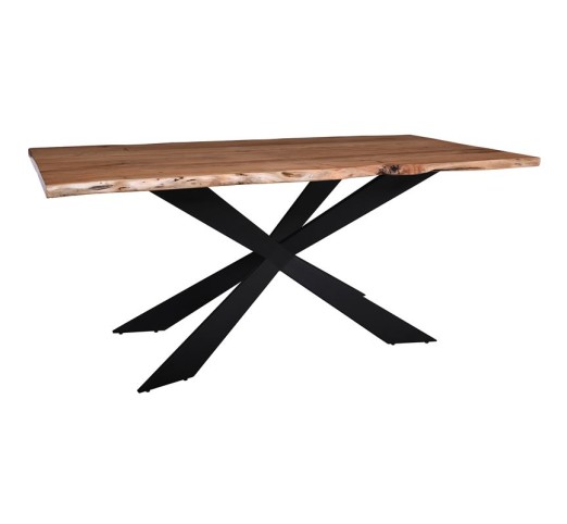 LIZARD-WT Τραπέζι 180x90x78cm Τραπεζαρίας Σαλονιού - Κουζίνας / Μέταλλο Βαφή Μαύρο - Ξύλο Ακακία Φυσικό