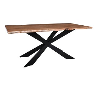 LIZARD-WT Τραπέζι 180x90x78cm Τραπεζαρίας Σαλονιού - Κουζίνας / Μέταλλο Βαφή Μαύρο - Ξύλο Ακακία Φυσικό 2