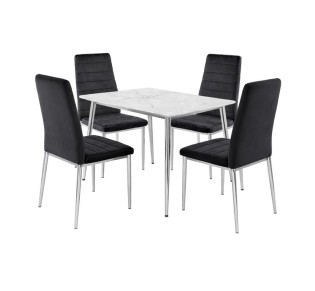 JETTA - OSLO 5pcs Set / Sintered Stone White - Chromed - Velure Black