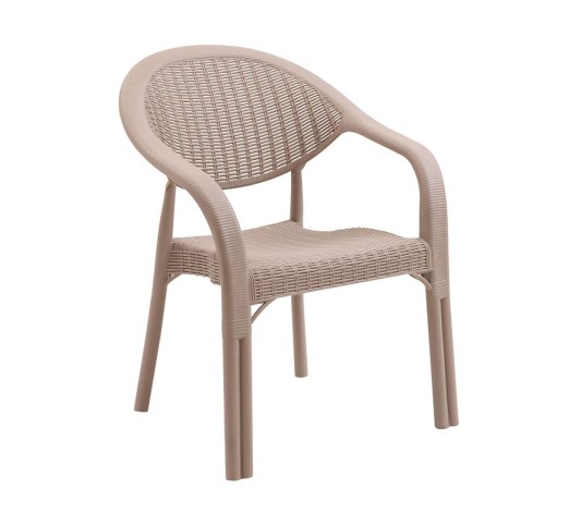 BAMBOO Pro Πολυθρόνα Κήπου - Βεράντας Στοιβαζόμενη / PP - UV Rattan Look - Cappuccino