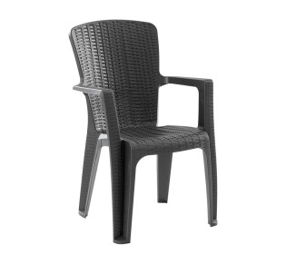 SIDE Πολυθρόνα Κήπου - Βεράντας Στοιβαζόμενη Rattan Look / PP - UV Απόχρωση Ανθρακί