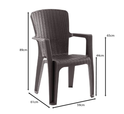 SIDE Πολυθρόνα Κήπου - Βεράντας Στοιβαζόμενη Rattan Look / PP - UV Απόχρωση Καφέ