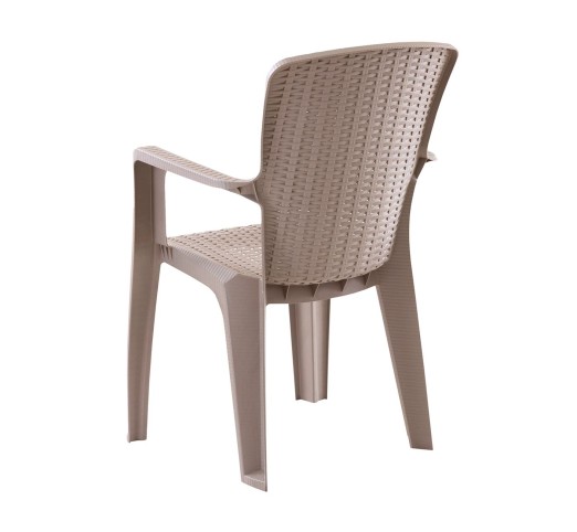 SIDE Πολυθρόνα Κήπου - Βεράντας Στοιβαζόμενη Rattan Look / PP - UV Απόχρωση Cappuccino