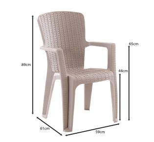 SIDE Πολυθρόνα Κήπου - Βεράντας Στοιβαζόμενη Rattan Look / PP - UV Απόχρωση Cappuccino