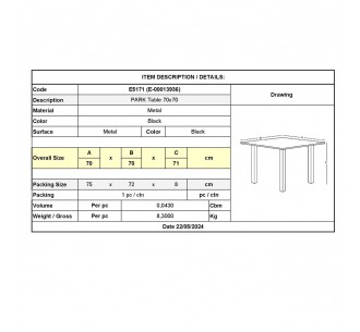 PARK Table 70x70cm Steel Black 2