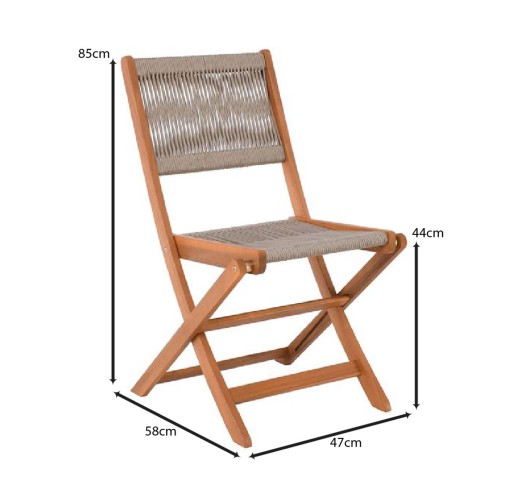 SPRING Folding Chair / Acacia Natural - Rope Wicker Beige