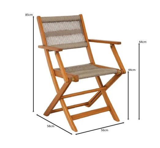 SPRING Folding Armchair / Acacia Natural - Rope Wicker Beige