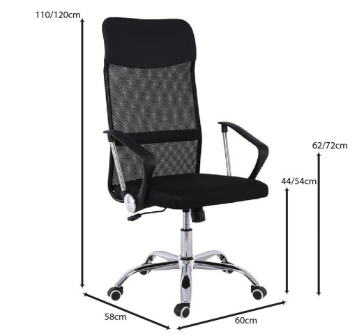 BF2400-W Manager Armchair / Chromed Base - PU & Mesh Black