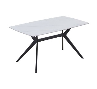 GALI Τραπέζι Τραπεζαρίας - Κουζίνας 140x80cm / Μέταλλο Βαφή Μαύρο - Sintered Stone White Marble